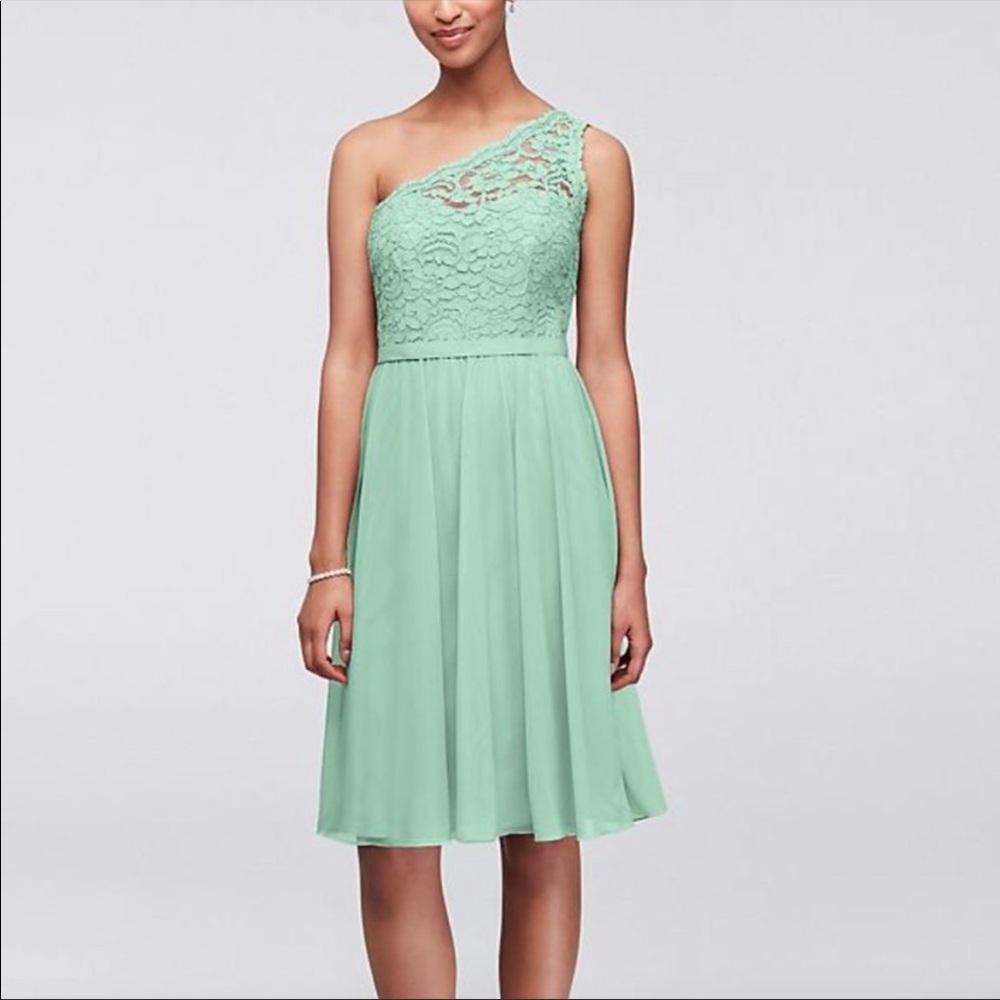 David’s Bridal Mint Green Bridesmaids Dress
